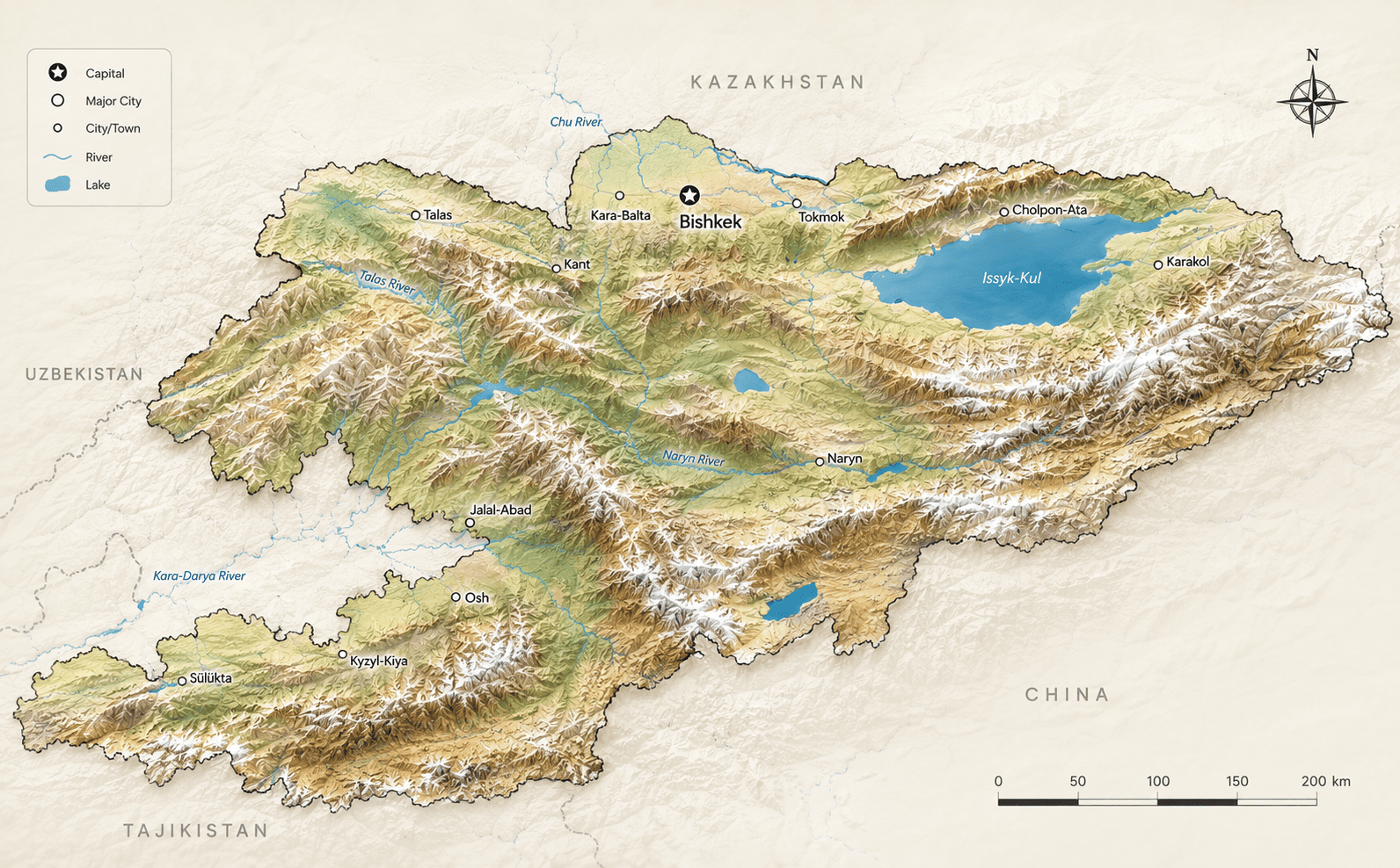 Kyrgyzstan destination map